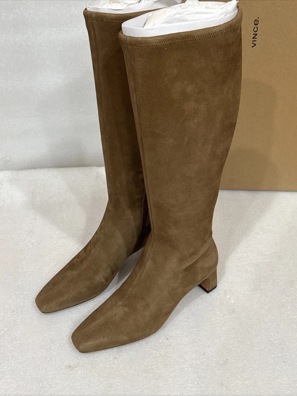 Vince Womens Saira Knee High Boot Elm Wood Suede